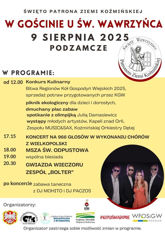 Zaproszenie na obchody Święta Patrona Ziemi Koźmińskiej